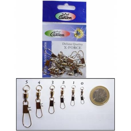 12 girelle con cuscinetto a sfera e moschettone interlock