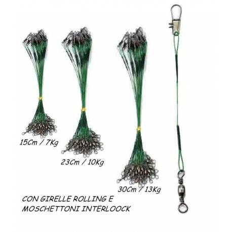 72 cavetti acciaio con girelle e moschettoni