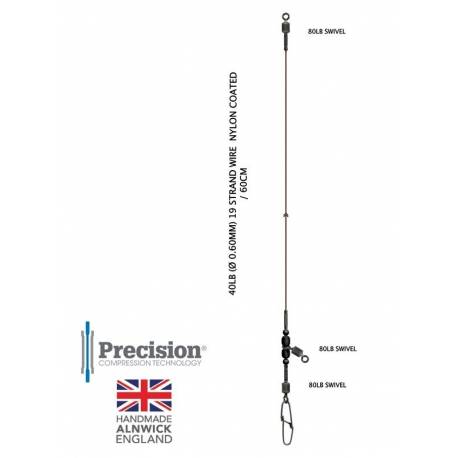 montatura paternoster up trace 40lb 60cm pesca fondo vivo serra luccio perca e reale