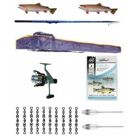 kit trota lago canna genetic 12/16g + mulinello sword + accessori