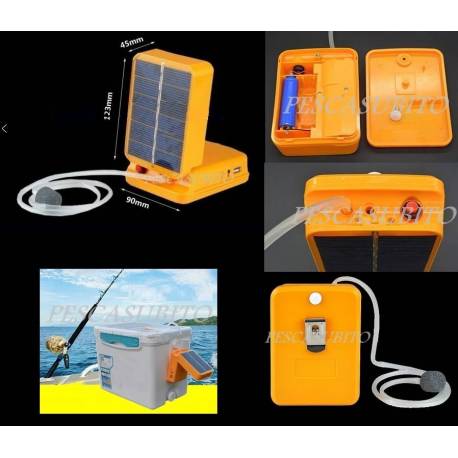 Ossigenatore da pesca con pannello solare presa USB - Areatore esche vive