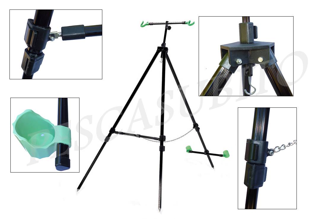 Cavalletto Tripode Per Canne Da Pesca – Tre Piedi Regolabile Per Surfcasting, Fondo E Ledgering