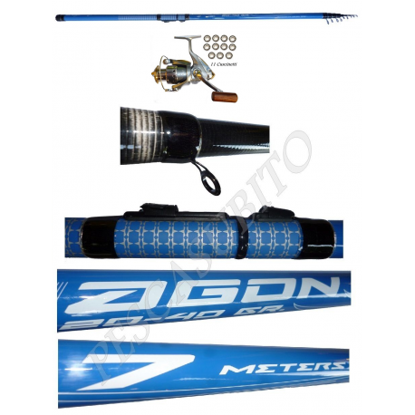 Kit Canna Bolognese 7mt In Carbonio - Agon 7 Metri + Mulinello XC