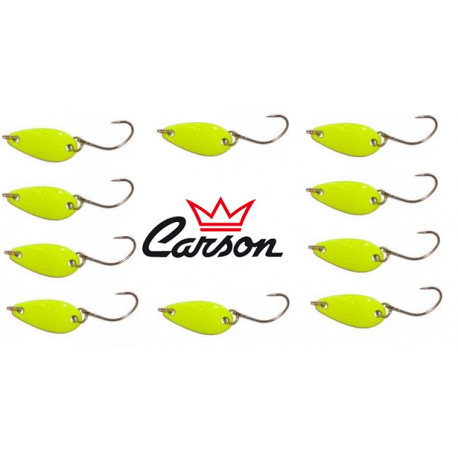 Kit 10 Spoon 3g Ondulanti Pesca Trota Trout Area Game - Carson Giallo Fluo