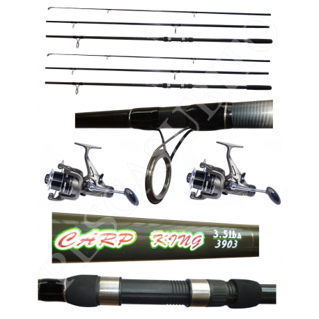 Kit 2 Canne Carpfishing 3 sezioni + Mulinelli / Globe Fishing Carp King Niged