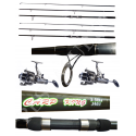 Kit 2 Canne Carpfishing 3 sezioni + Mulinelli / Globe Fishing Carp King Niged