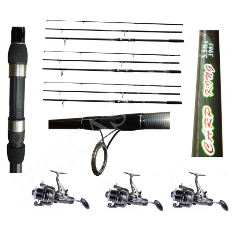 Kit 3 Canne Carpfishing 3 sezioni + Mulinelli / Globe Fishing Carp King Niged