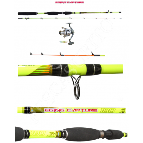 Kit Canna Pesca Seppia Calamaro + Mulinello - Globe Fishing Eging Capture Teben