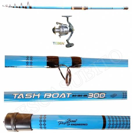 Kit Canna Pesca Bolentino + Mulinello - Globe Fishing Task Boat 3.00Mt Teben
