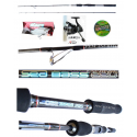 Kit Pesca Spinning Pesce Serra Canna Sea Bass + Mulinello + Treccia + Popper
