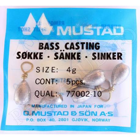 5 Piombi Pesca Drop Shot 4Gr - Mustad