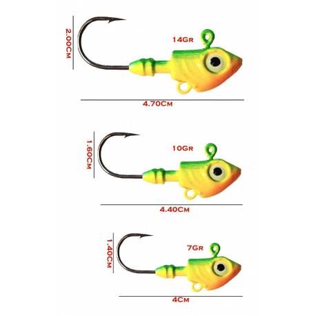 Jig Head Fire Tiger per Shad in Gomma